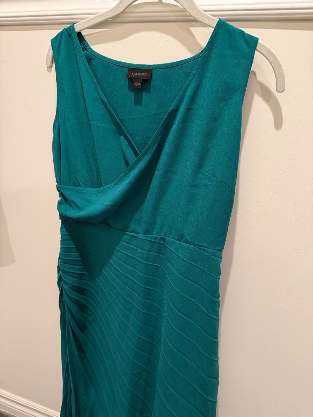 J.Jill Cross-Front Teal Draped Cocktail Dress
